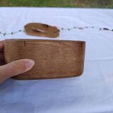 Carved wooden box in the shape of a small piece of furniture - handmade