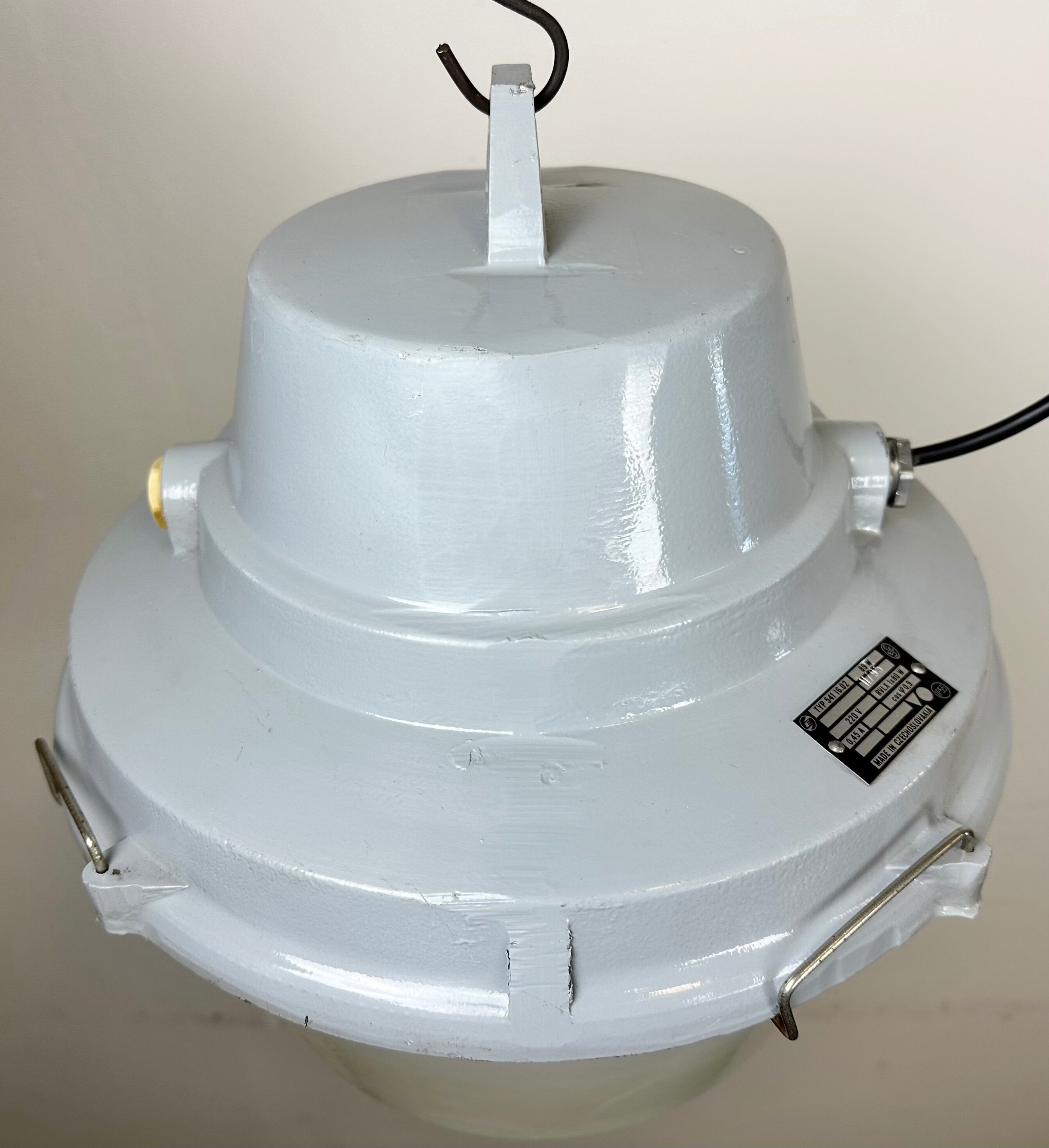 Grey Industrial Cast Aluminium Pendant Lamp, 1980s