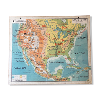 Old school map No.51/51bis United States and Mexico Vidal-Lablache - Armand Colin