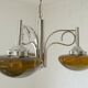 Lustre vintage en chrome, lampe suspendue en verre ambré moderne du milieu du siècle