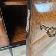 Vittorio Dassi Rosewood Credenza with Black Glass Top, Italian 1940