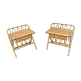 Pair of vintage rattan bedside tables