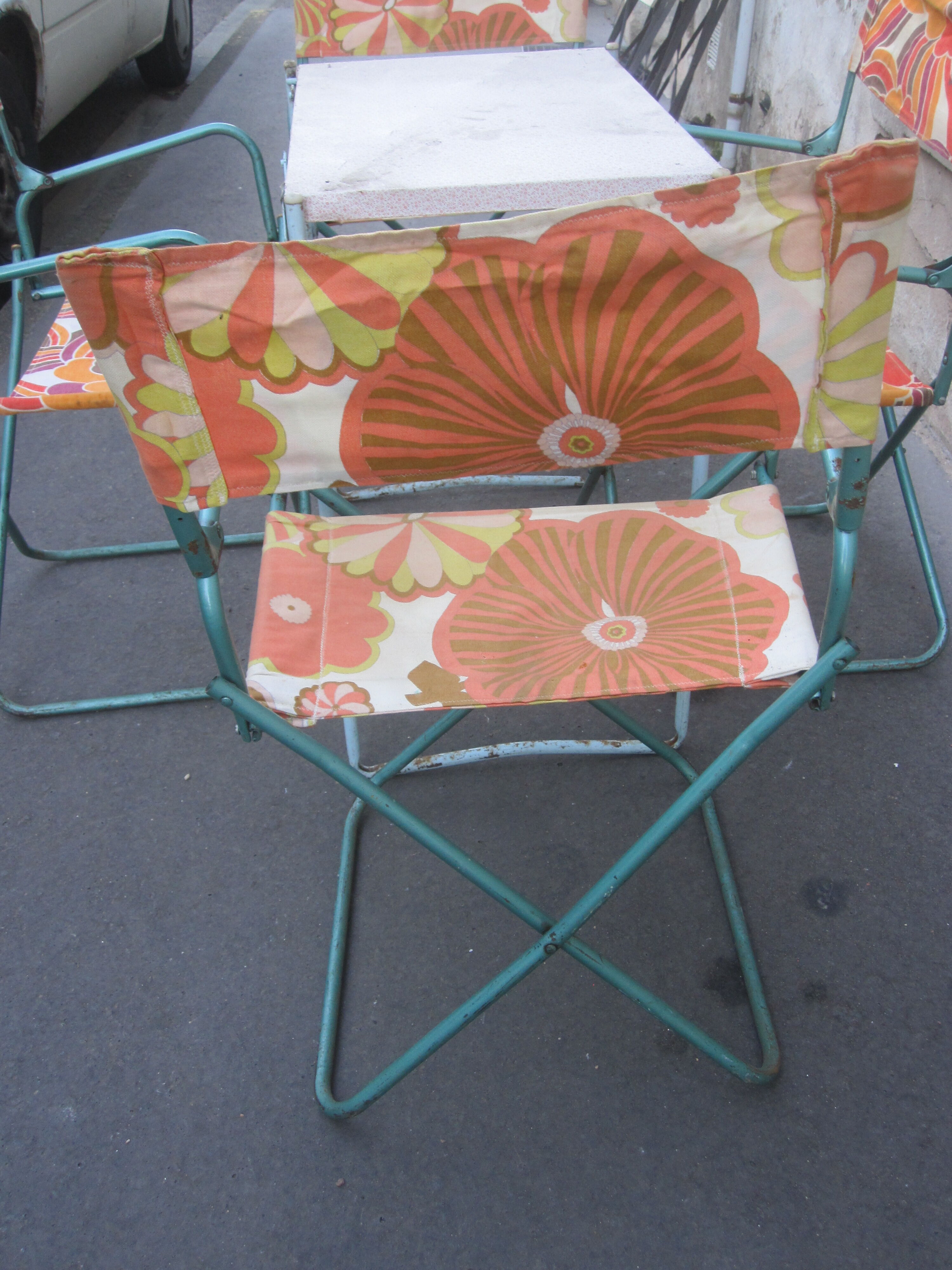 Vintage camping folding lounge