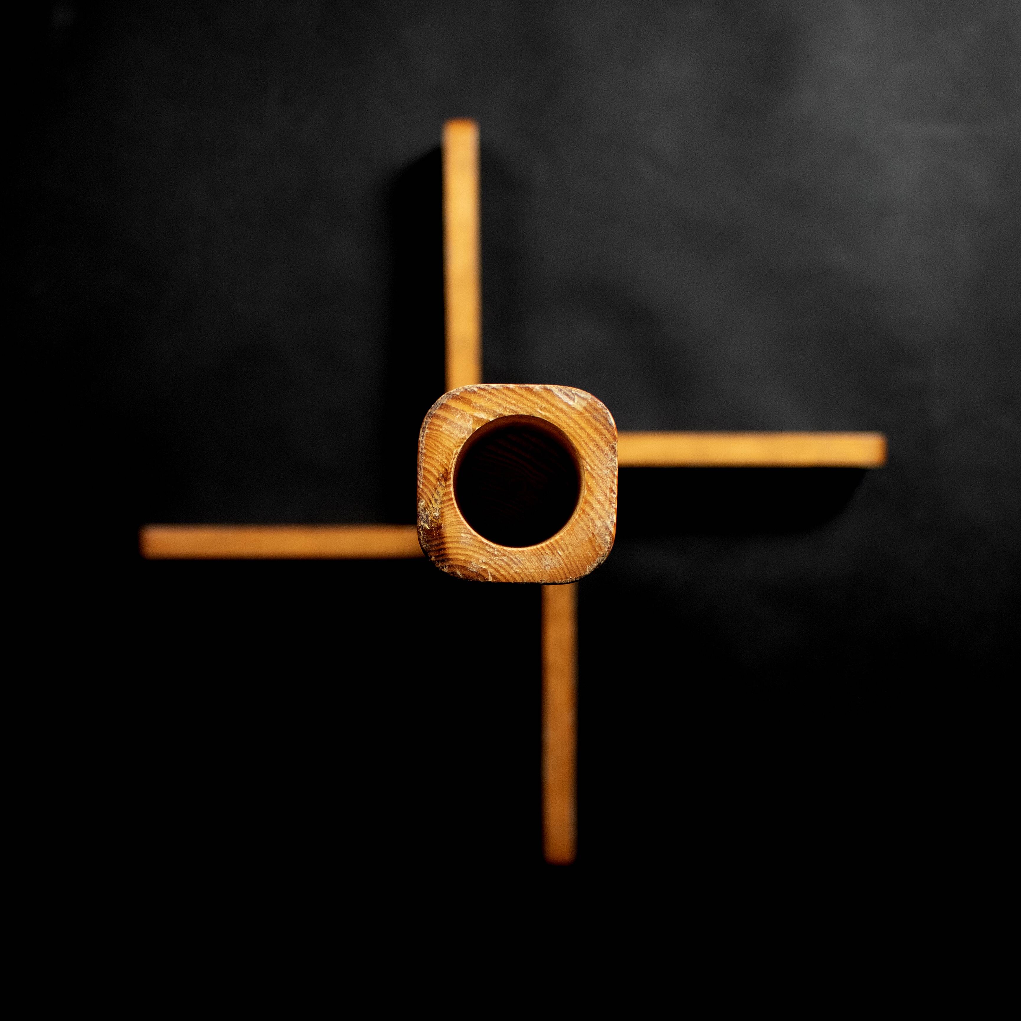 Vintage Scandinavian style pine ball coat rack