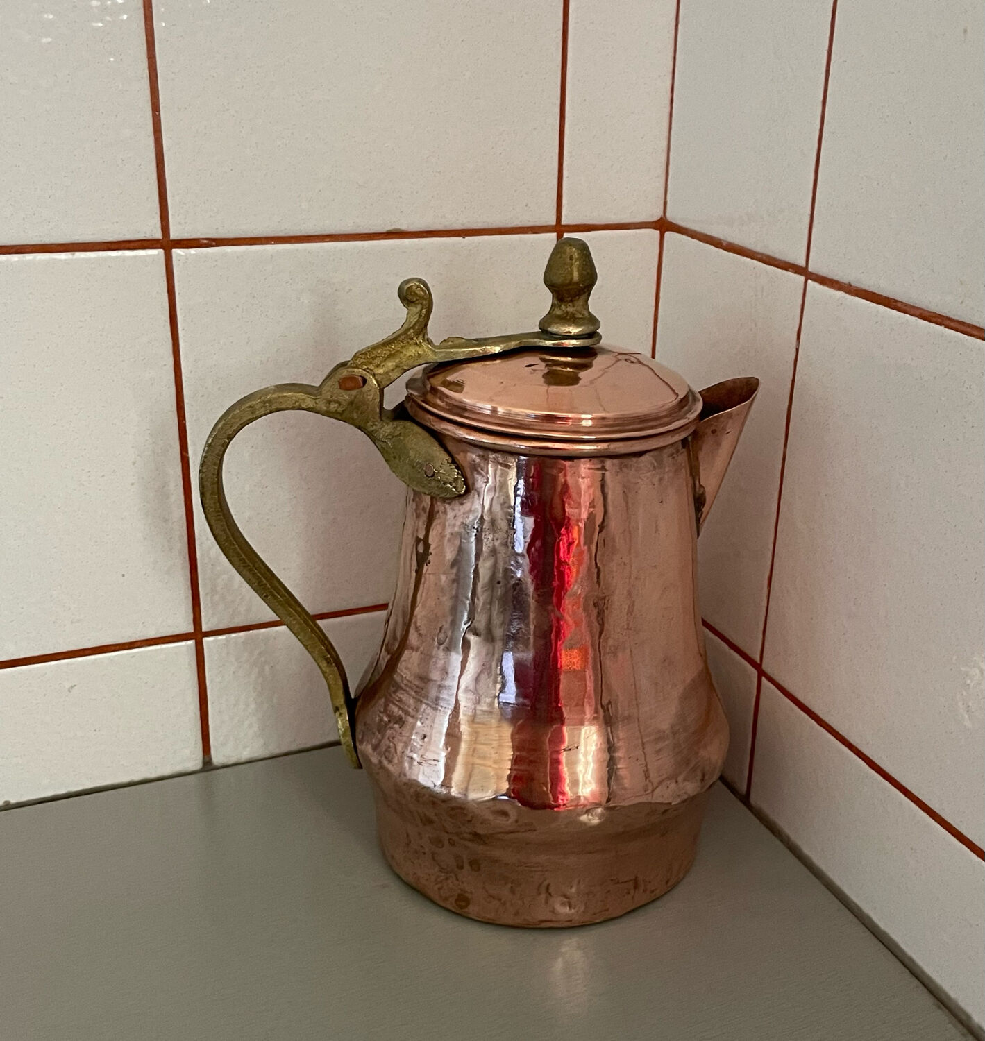 Copper and bronze kettle
