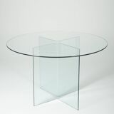 Round glass dining table, 1980s