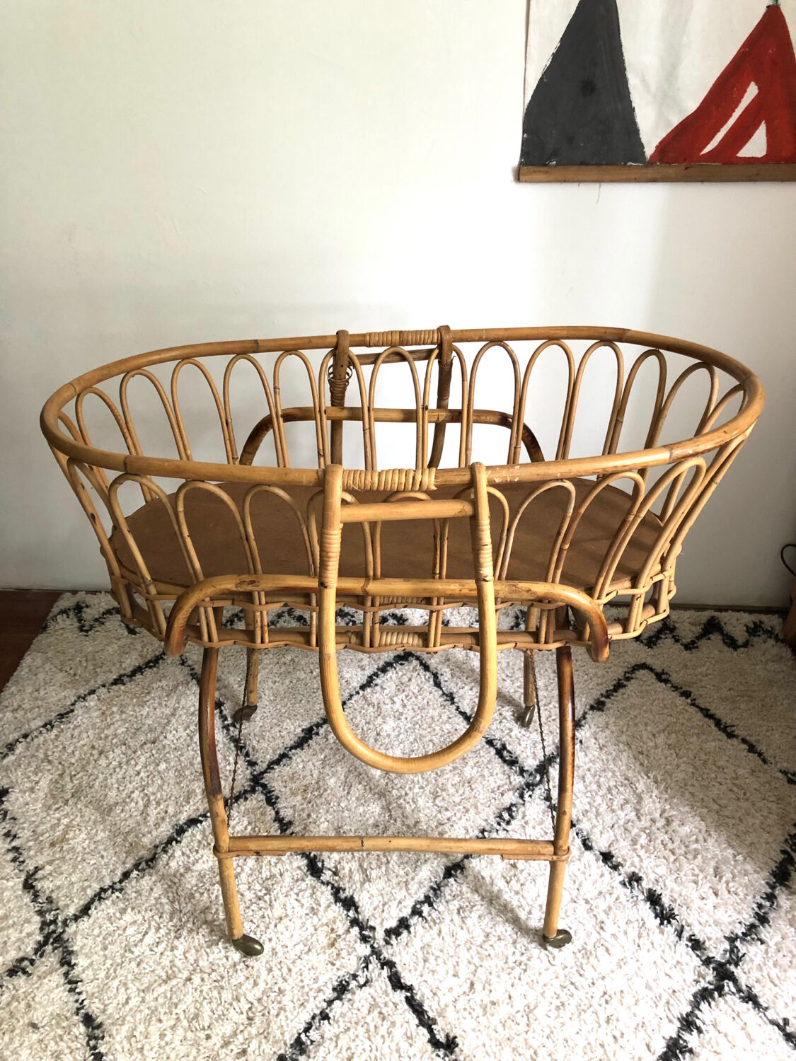 Vintage rattan cradle