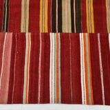 Red & Green Striped Pattern Turkish Kilim Rug, 270x383Cm