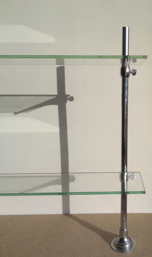 Glass and chrome metal shelf, store display
