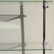 Glass and chrome metal shelf, store display