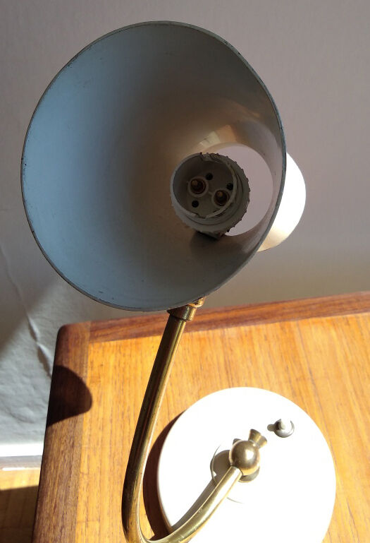 Casserole cream diabolo and brass lamp 1960