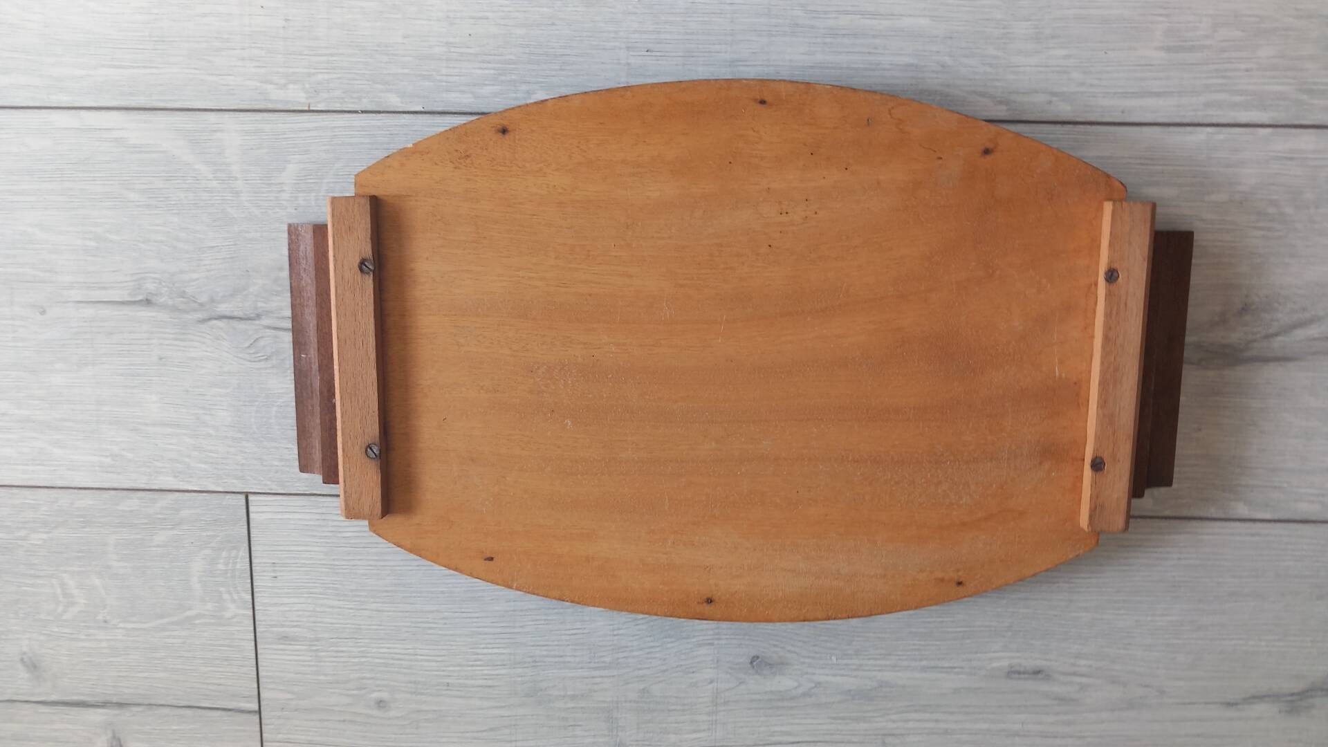 Vintage wooden marquetry serving tray - Art Deco 1930s