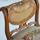 Stool / small bench in canvas, canework and wood late 19th century