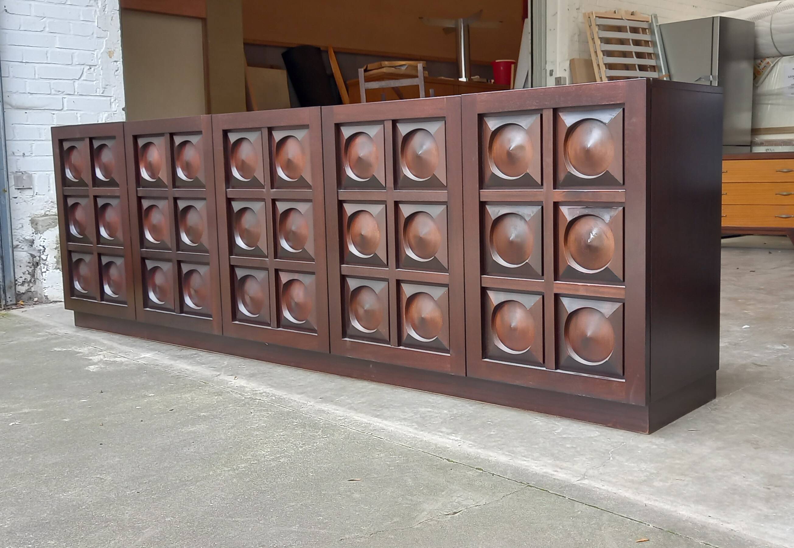 Vintage Brutalist Sideboard in Mahogany 1970s