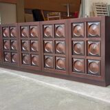Vintage Brutalist Sideboard in Mahogany 1970s