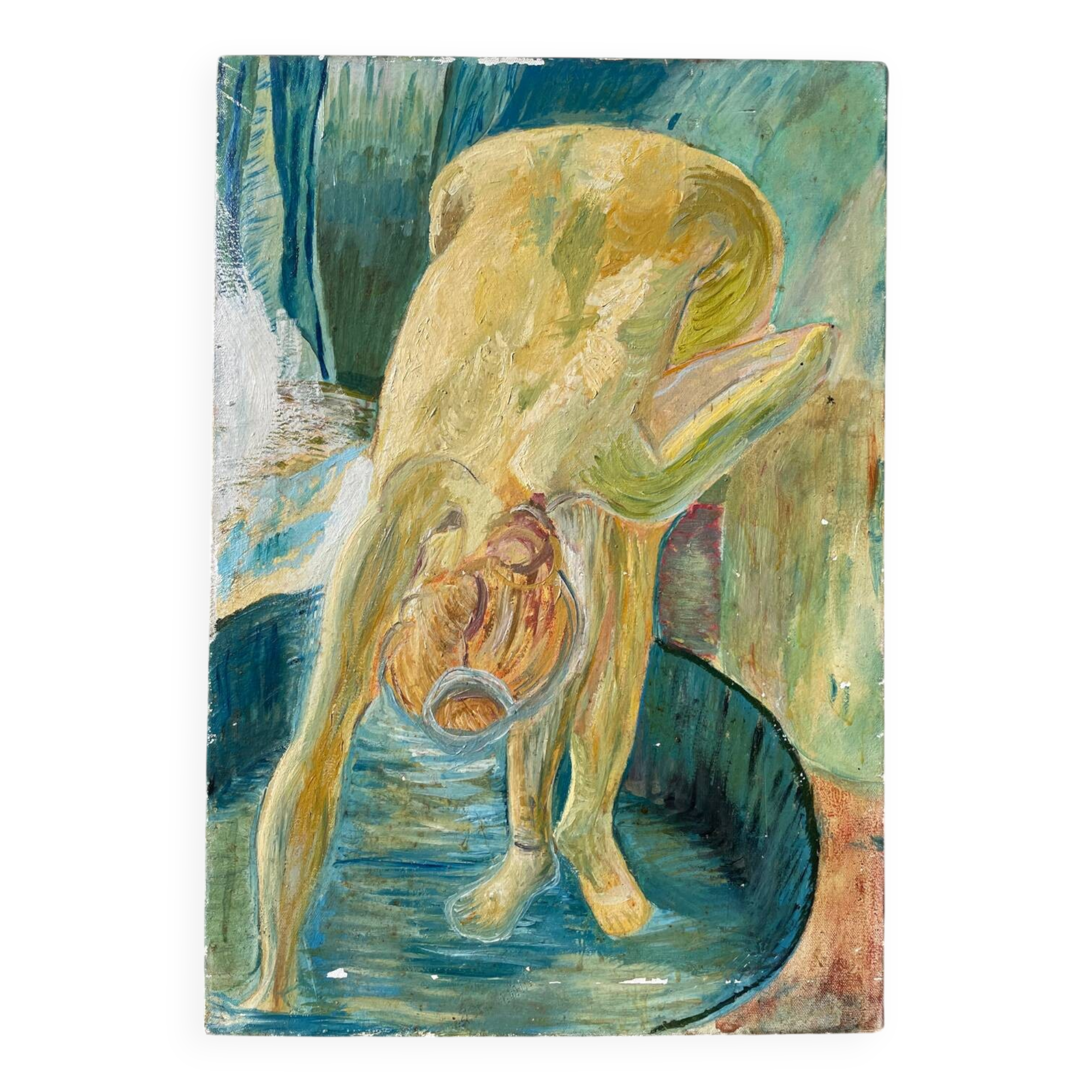 Tableau ancien huile sur toile nu féminin