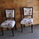 Set of 3 Art Deco chairs in multicoloured velvet with a dark wood frame — 1930s