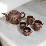 Brown glazed terracotta coffee service