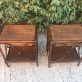 Paire de chevets rotin
