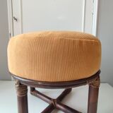 Rattan pouf with velvet