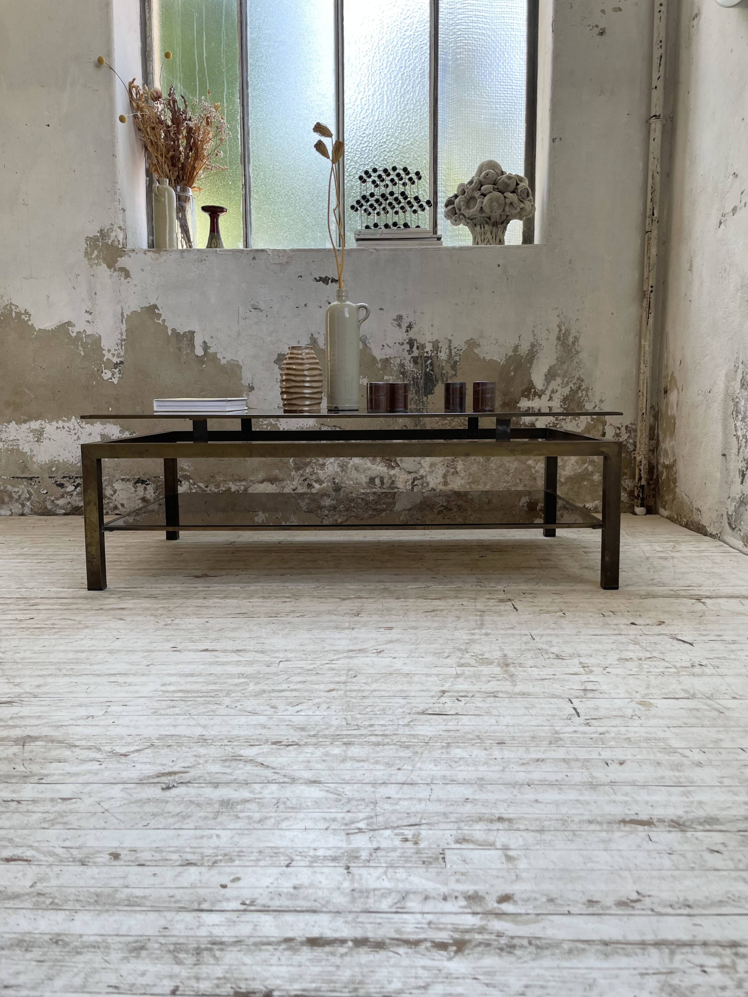 Brass coffee table attributed to Guy Lefevre for Maison Jansen