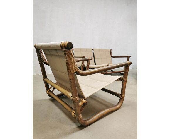 Vintage bamboo rattan lounge set