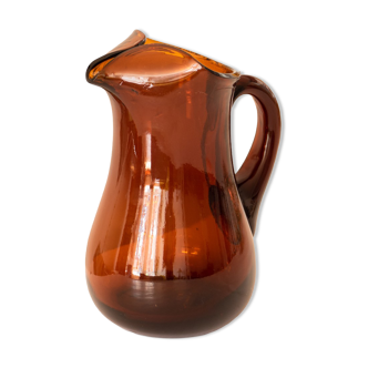 Amber blown glass decanter from 1950
