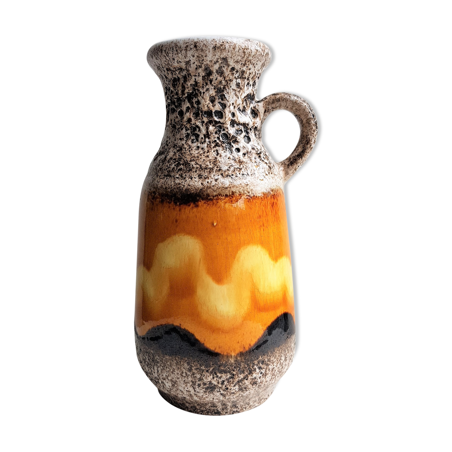 Vase in colorful stoneware vintage 70