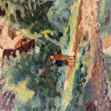 Old painting, landscape auvergnat , signed stephane lamarche (1891-1963)