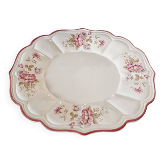 Oval ceramic dish with delicate floral decoration