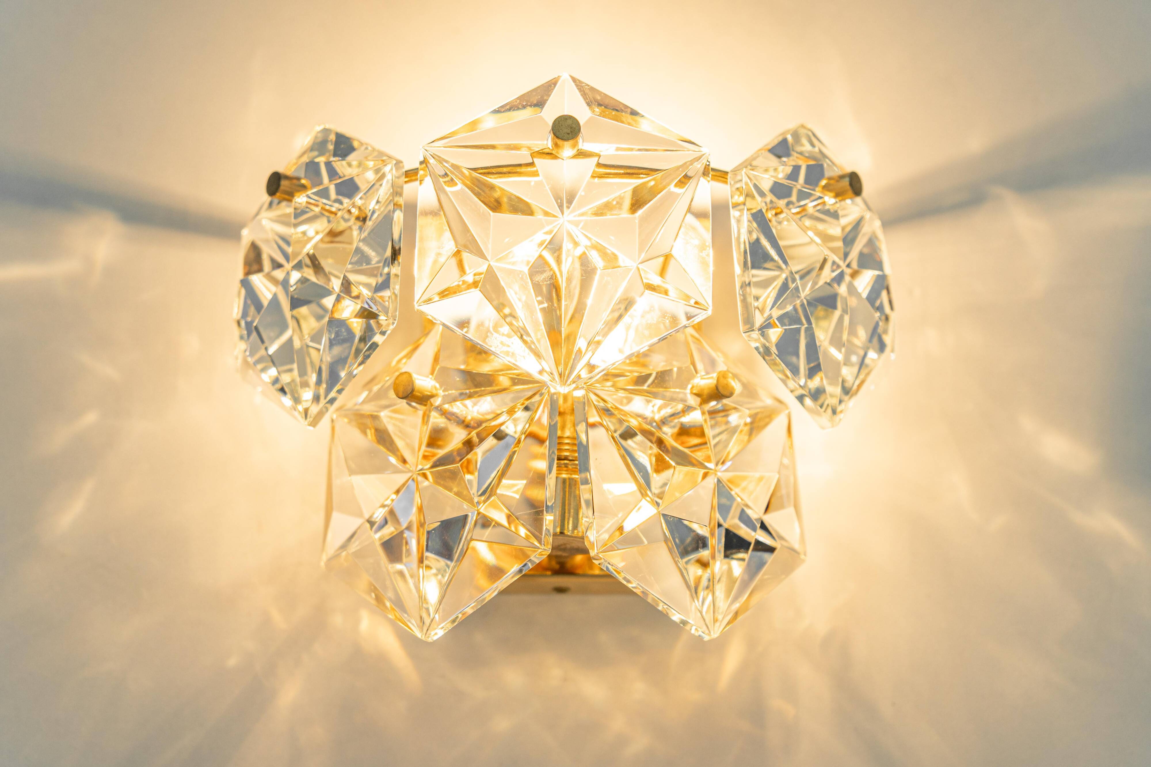 pair of crystal wall lights by Kinkeldey, Germany, 1970s.