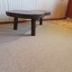Tripod coffee table - solid okoumé wood - organic shape - brutalist style