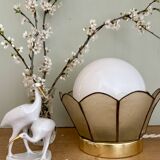 Globe table lamp with vintage opaline and mother-of-pearl shade