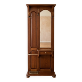 Porte-manteau ancien en bois avec miroir