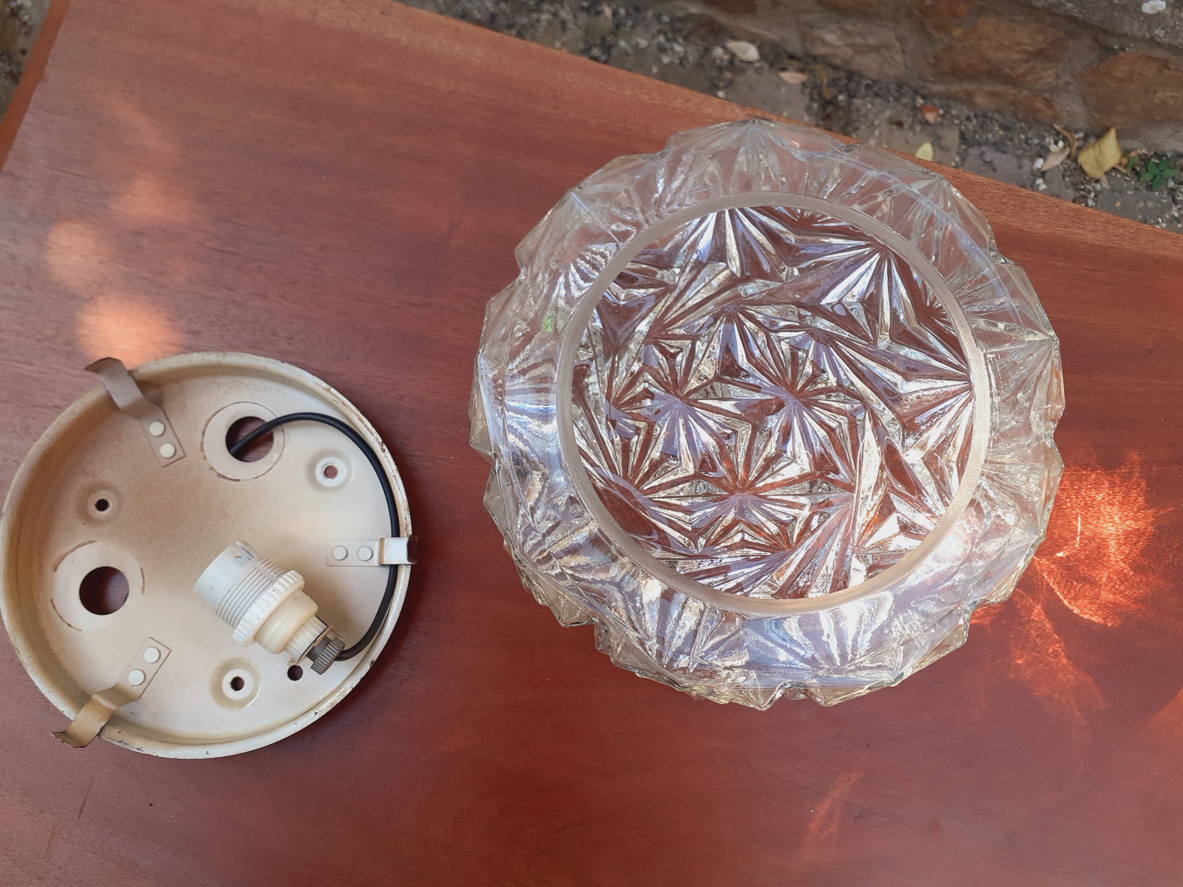 Moulded glass ceiling light from the 1960s.