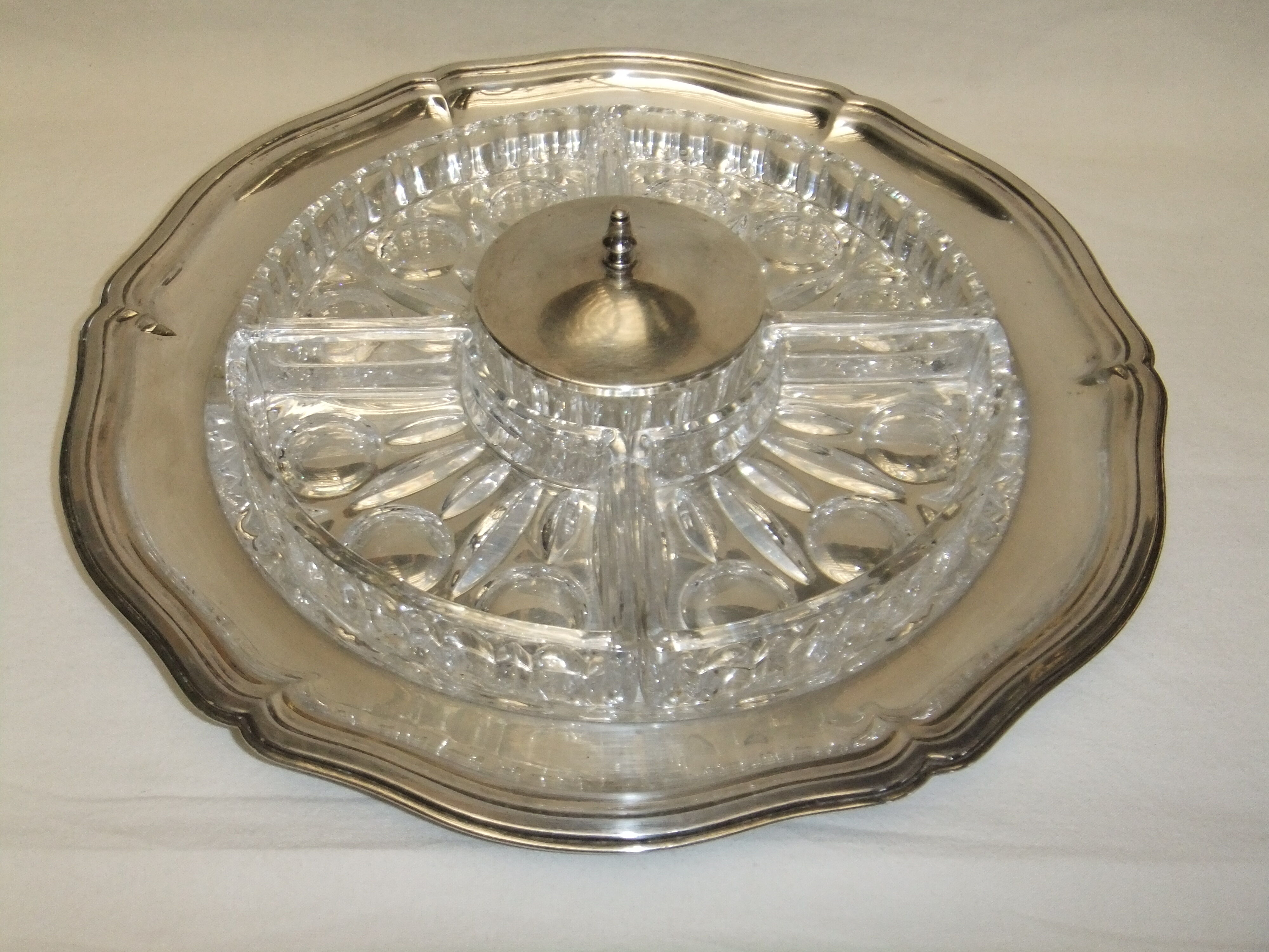 Table service silver metal crystal art deco top