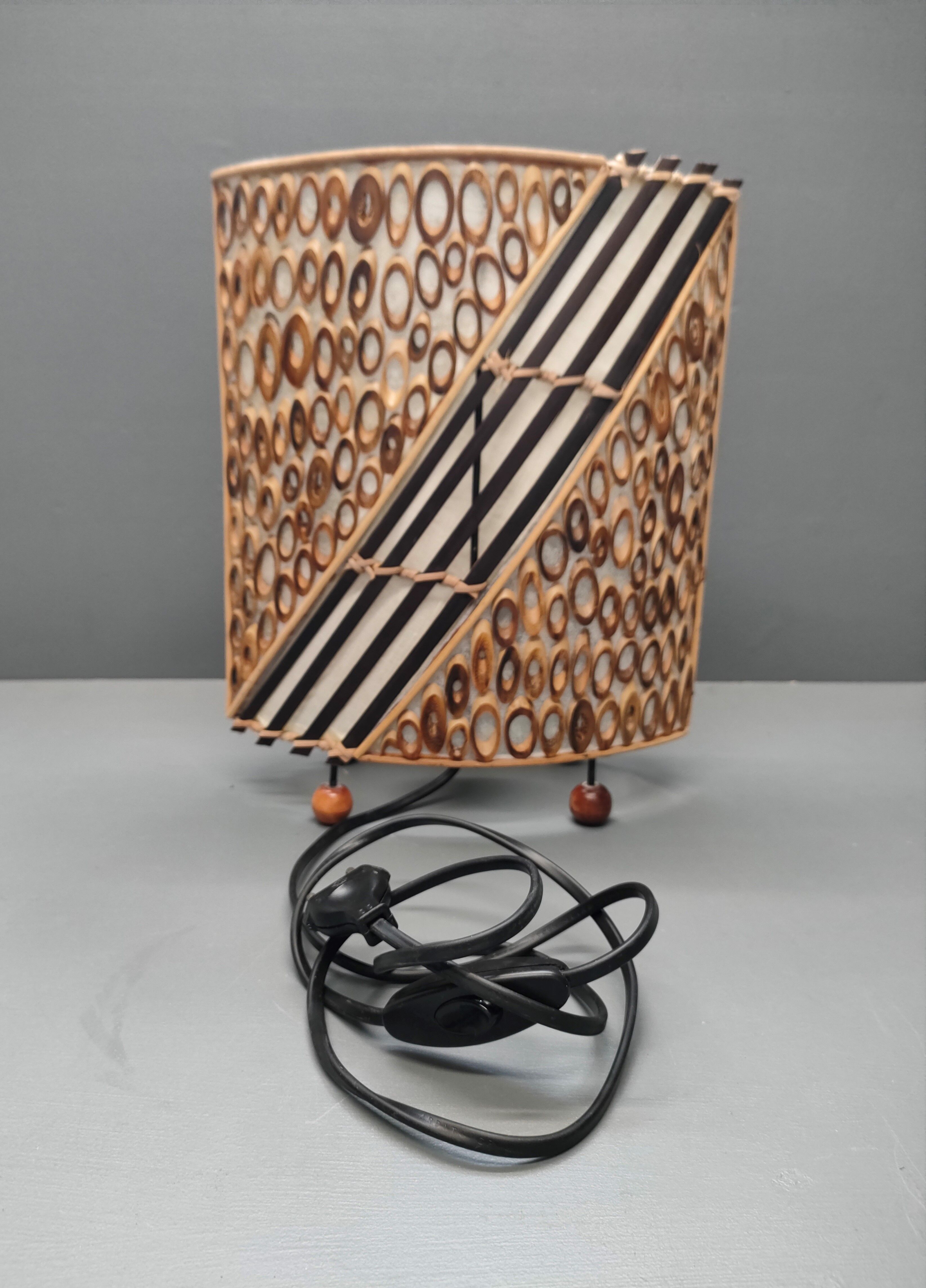 Lamp in rattan wicker and wood late XIXth