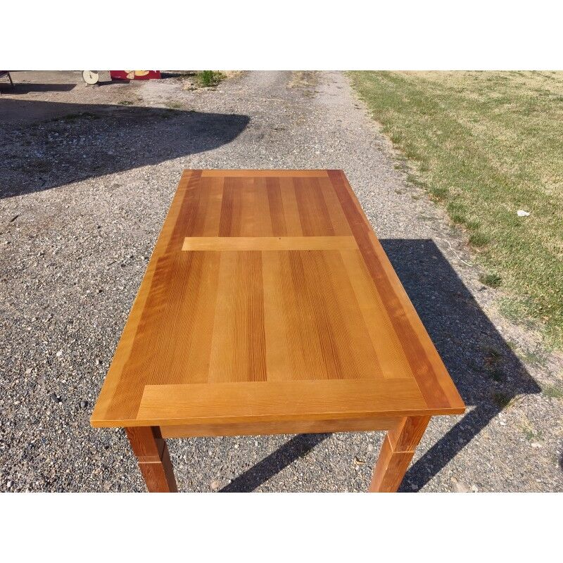 Table vintage en pin et osier