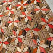 Handmade antique American Hooked geometric rug 4.8' x 7.7' (146cm x 234cm) 1900s - 1B654