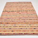Vintage Striped Pattern Multicolor Kilim Rug, 183x239Cm