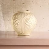 Art deco glass ball vase with roses