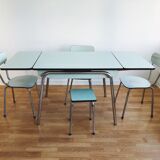 Table & chaises formica bleu