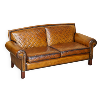 Mustang Leather Art Deco Style Sofa Fully Restored