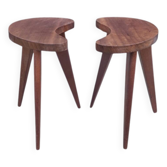 Pair of Scandinavian bean-shaped stools