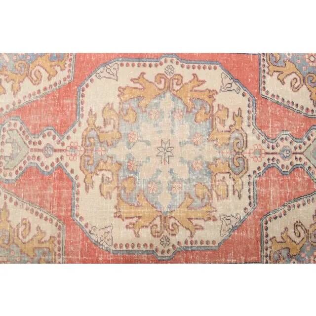 Vintage Turkish Oushak Handmade Wool Cotton Red Area Rug 123x220
