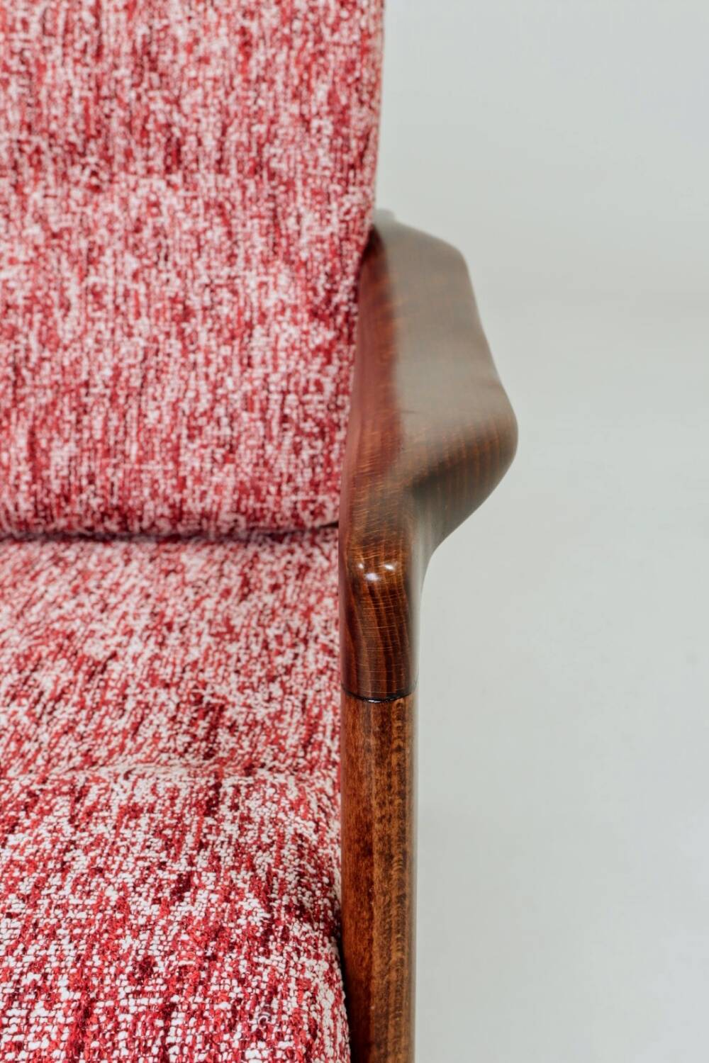 Scandinavian armchair red lobster mid century modern design 1965