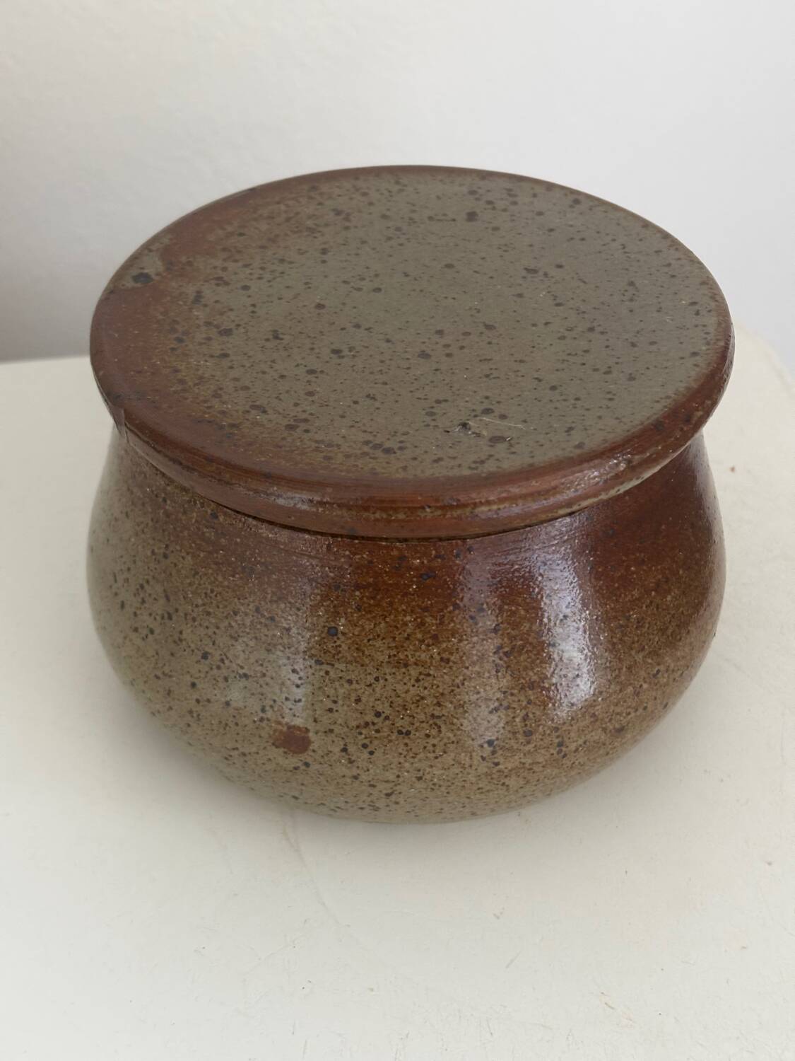 Glazed pottery water butter dish
