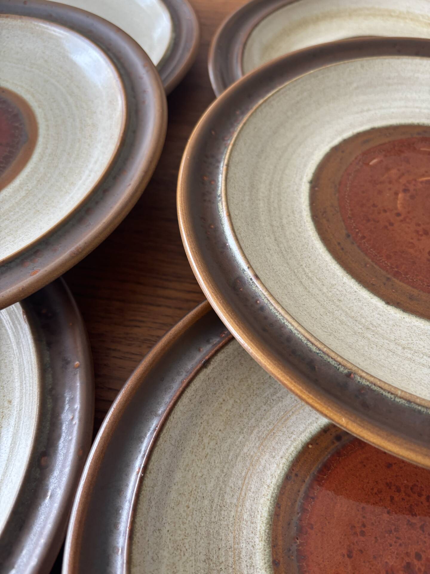 Lot of 6 vintage Denby England dessert plates – Brown glazed stoneware and