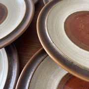Lot of 6 vintage Denby England dessert plates – Brown glazed stoneware and