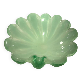 Sommerso ashtray lined with opaline green, Murano